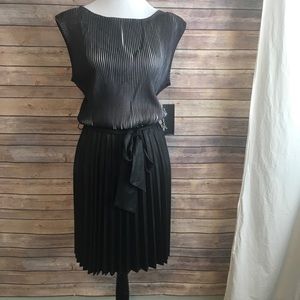 Alex & Ava by Kormarov B&W Pleated Pleather Dress